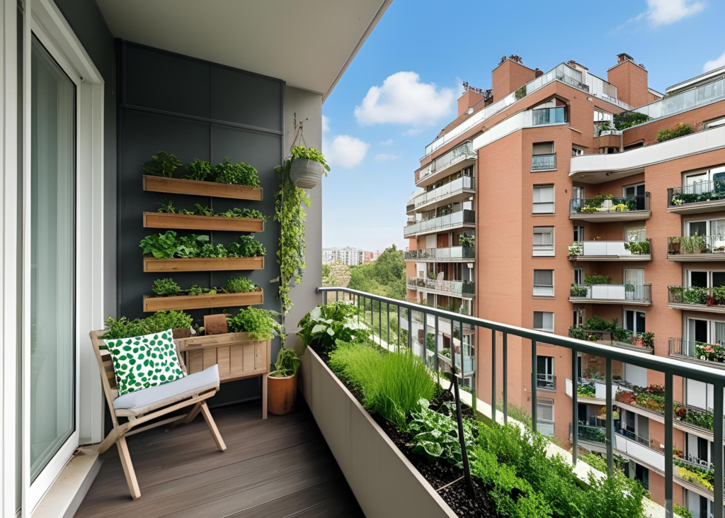 huerta en el balcón de una apartamento